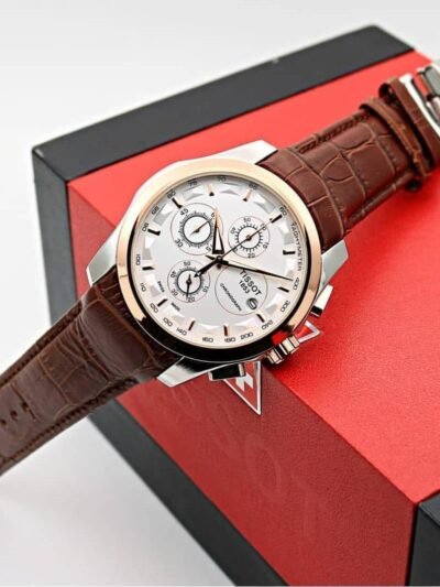 Tissot Brown Leather Strap Swiss Made Chronograph Watch For Men