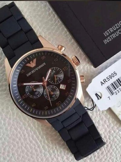 Emporio Armani Black Dial Chronograph Met Belt Datejust-Analog Men's Watch
