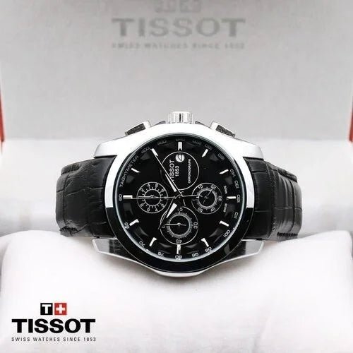 Tissot Silver Bezel Black Strap Automatic Chronograph Men's Watch - Image 2