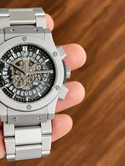 Hublot Grey Metal Belt Chronograph Watch For Men