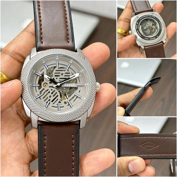 Fossil Modern Machine Automatic Brown Leather Strap Watch - Image 3