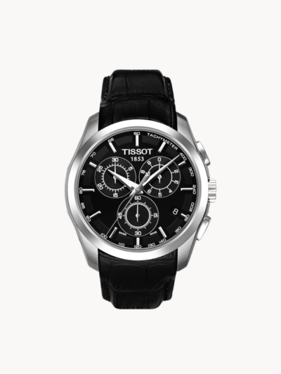 Tissot Multi Functional Chronograph Black Leather Strap Watch For Men