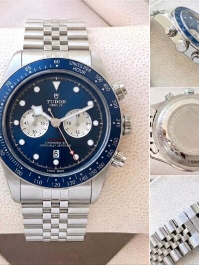 Tudor Geneve Luxury Men's Stainless Steel Watch With Blue Dial