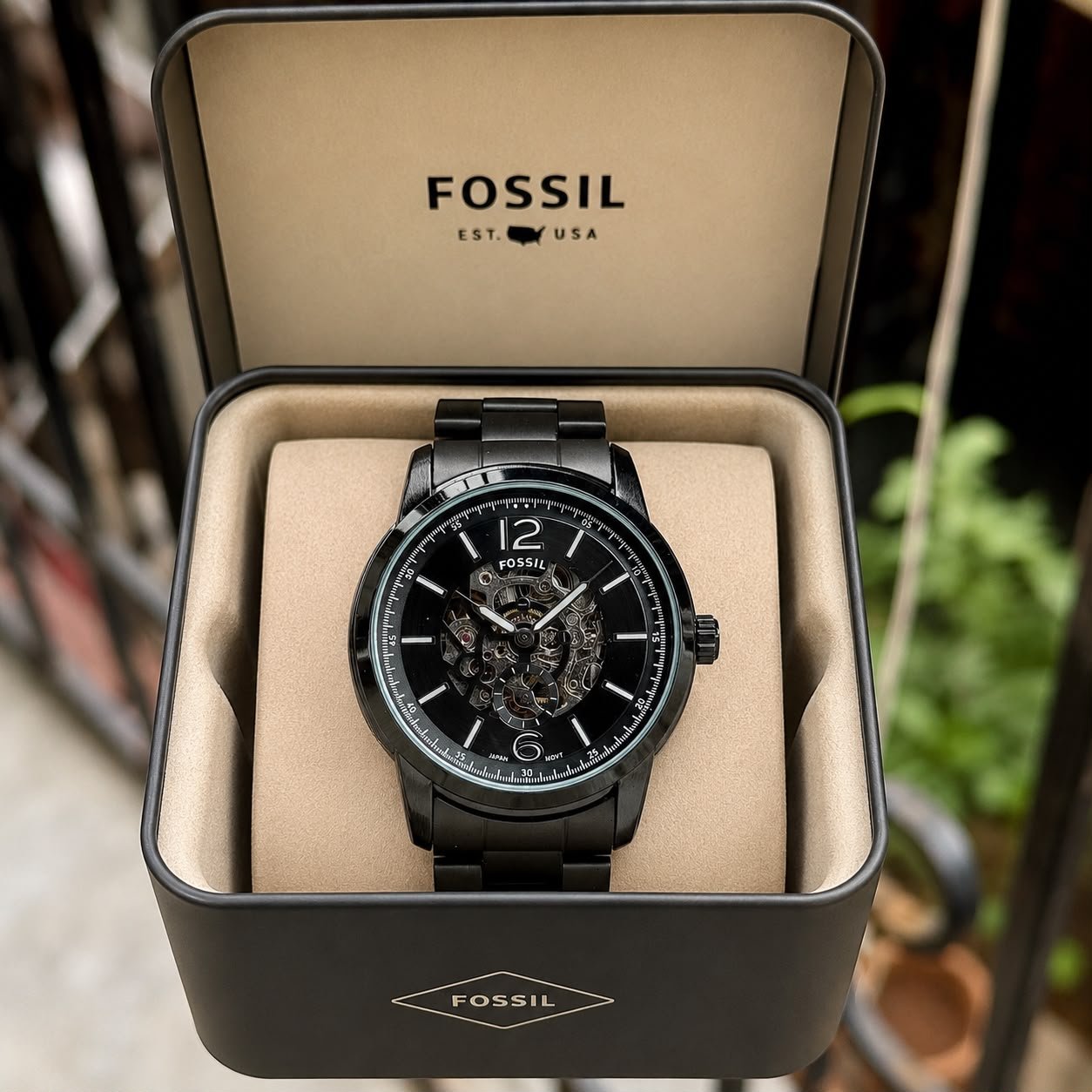 Fossil Black Metal Strap Automatic Watch For Men's - Image 3