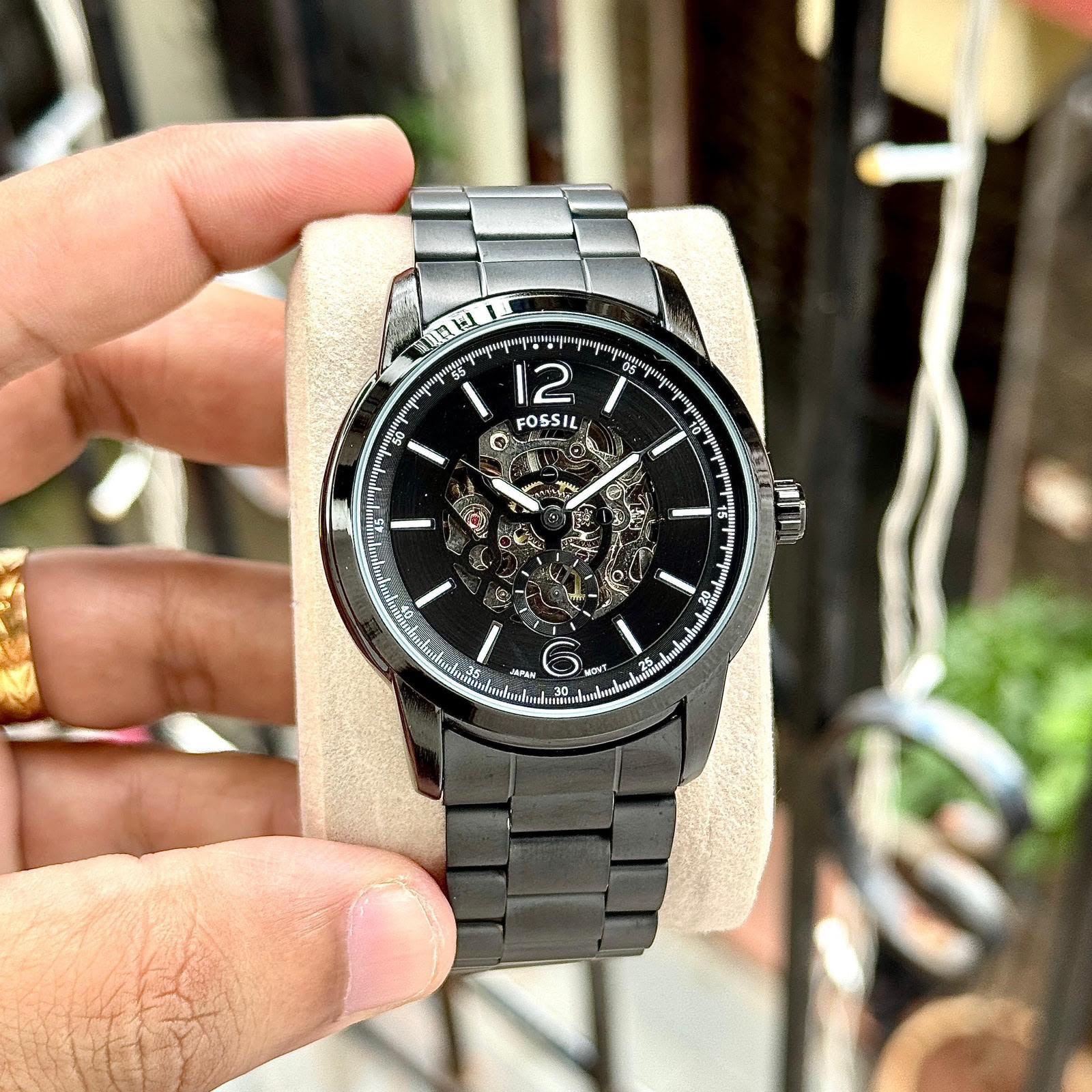 Fossil Black Metal Strap Automatic Watch For Men's - Image 2