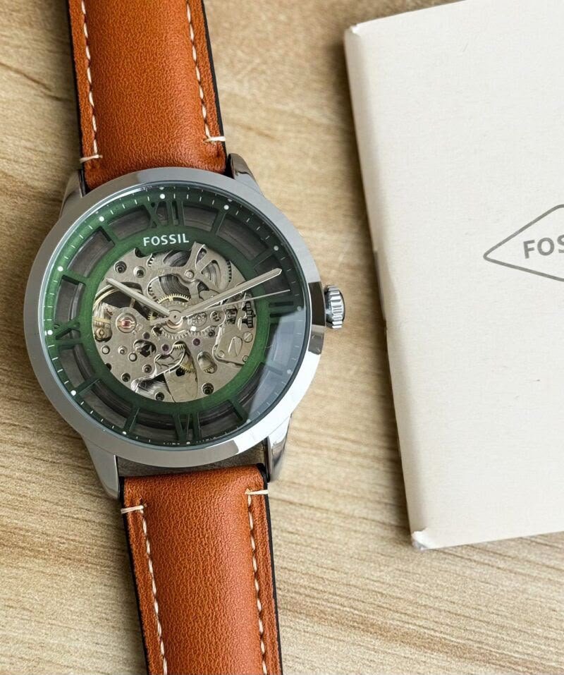 Fossil Brown Leather Strap Men's Automatic Watch - Image 3