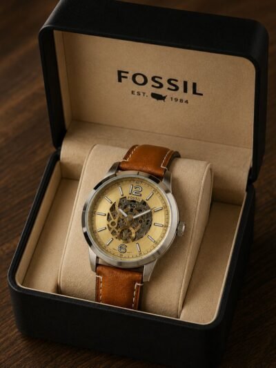 Fossil Men's Fashion Automatic Analog Watch With Open-Heart Gold Dial
