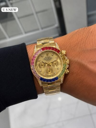 Rolex Daytona Rainbow Gold Champagne Dial Watch