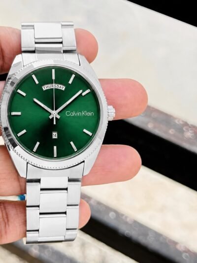 Calvin Klein Green Dial Stainless Steel Day-Date Watch