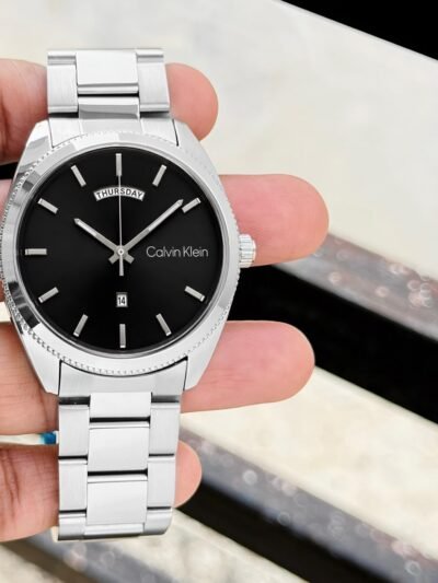 Calvin Klein Silver Black Day-Date Analog Watch