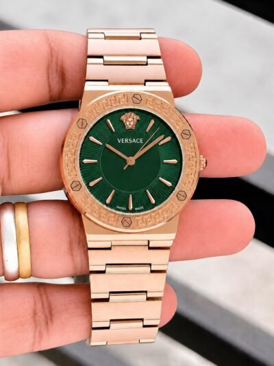 Versace Green Dial Rose Gold Stainless Steel Watch