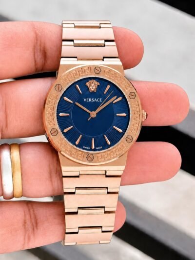 Versace Blue Dial Rose Gold Analog Watch