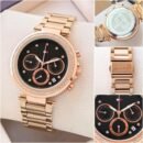 Tommy Hilfiger Rose Gold Black Dial Crystal Watch