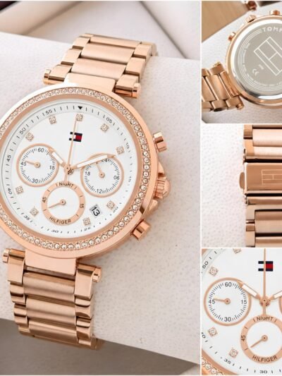 Tommy Hilfiger Rose Gold White Dial Crystal Watch