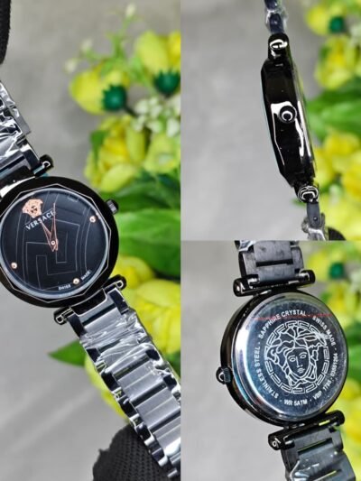 Versace Black Metal Belt Women's Watch