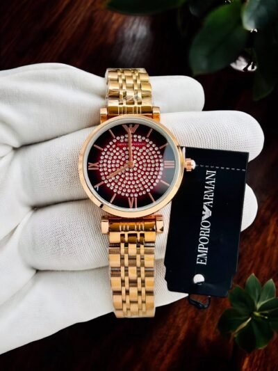 Emporia Armani Diamond Studded Red Gold Women's Watch