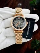 Emporia Armani Diamond Studded Black Dial Women's Watch