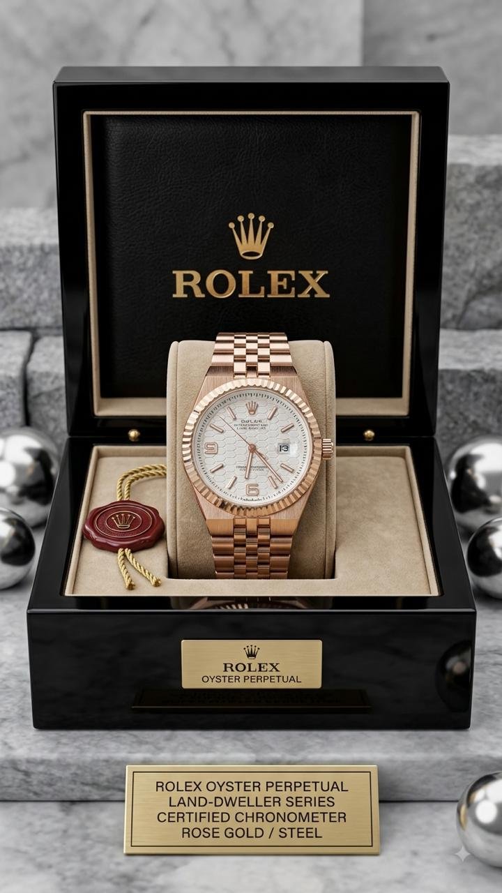 Rolex Oyster Perpetual Land-Dweller Rose Gold Two-Tone White Dial Watch