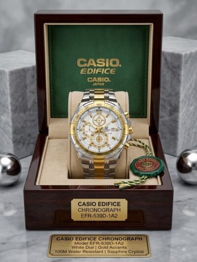 Casio Edifice Chronograph White Dial Two-Tone Stainless Steel Watch