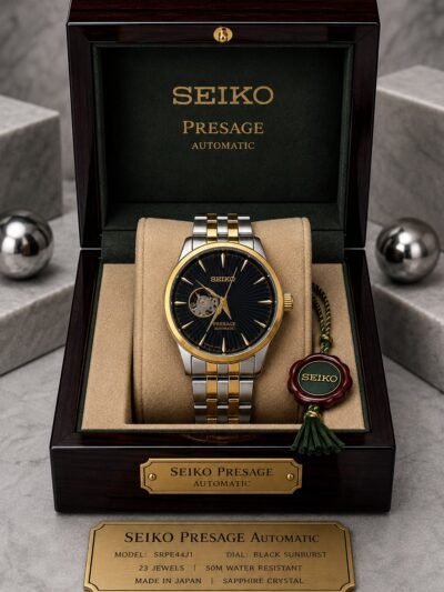 Seiko Presage Automatic Black Dial Two-Tone Stainless Steel Watch