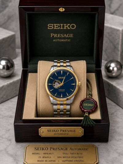 Seiko Presage Automatic Deep Blue Dial Two-Tone Stainless Steel Watch