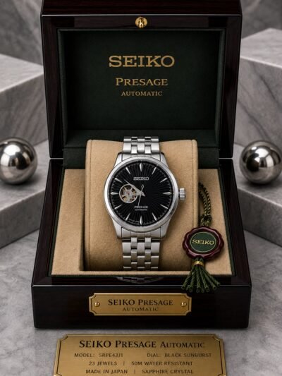 Seiko Presage Automatic Black Dial Stainless Steel Watch