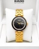 Rado Black Dial Gold Stainless Steel Analog Watch
