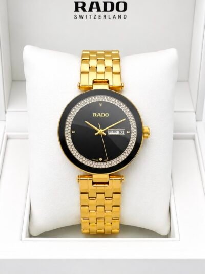 Rado Black Dial Gold Stainless Steel Analog Watch