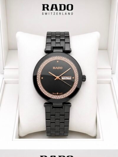 Rado Black Dial Black Stainless Steel Rose Gold-Tone Watch