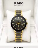 Rado Black Dial Gold-Tone Stainless Steel Analog Watch