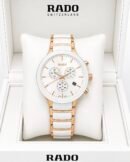 Rado White Dial Rose Gold-Tone Stainless Steel Analog Watch