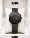 Rado Black Dial Rose Gold-Tone Stainless Steel Analog Watch