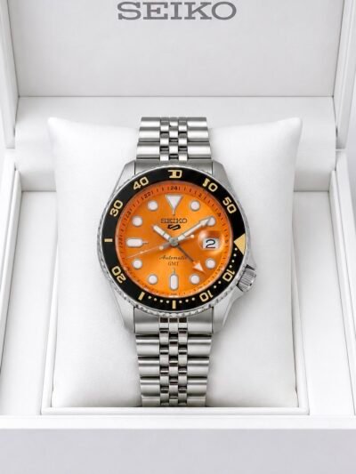 Seiko 5 Sports Orange Dial Stainless Steel Automatic Watch