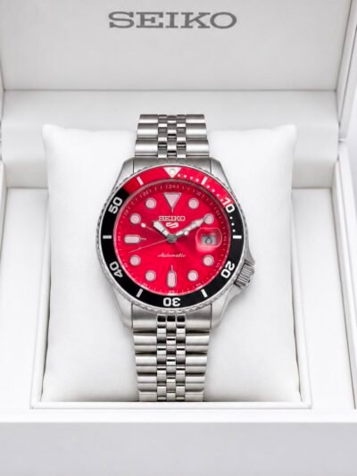 Seiko 5 Sports Red Dial Stainless Steel Automatic Watch