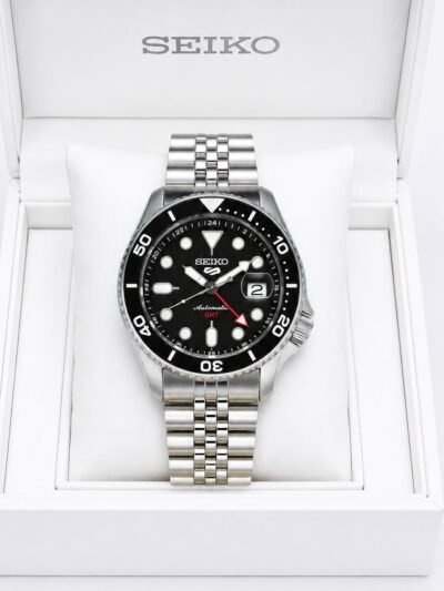 Seiko 5 Sports Black Dial Stainless Steel Automatic Watch