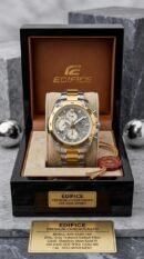 Edifice Premium Chronograph Two-Tone Grey Textured Dial Watch