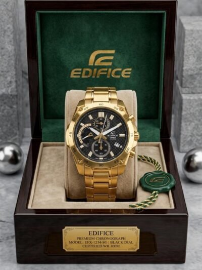 Edifice Premium Chronograph Gold Black Dial Watch