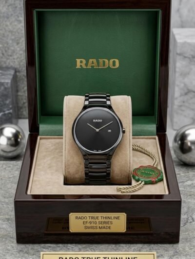 Rado True Thinline Grey Black Textured Dial Watch