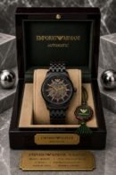 Emporio Armani Automatic Skeleton Black Dial Black Stainless Steel Watch