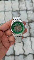 Emporio Armani Automatic Skeleton Green Dial Stainless Steel Watch