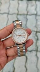 Fossil Women's Two-Tone Multifunction Crystal Bezel White Dial Watch