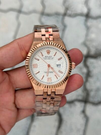 Rolex Oyster Perpetual Land-Dweller Rose Gold White Dial Watch