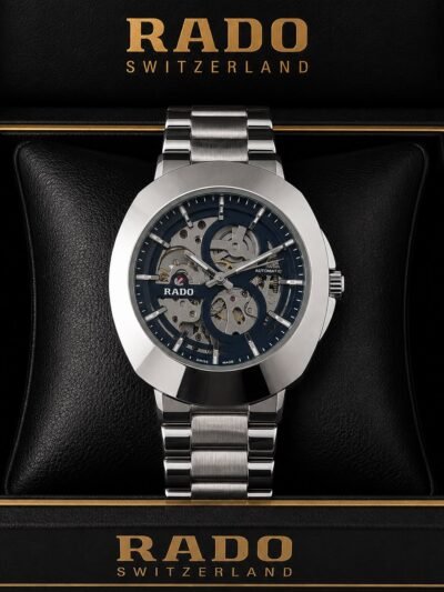 Rado DiaStar Skeleton Blue Dial Silver Strap Men's Watch