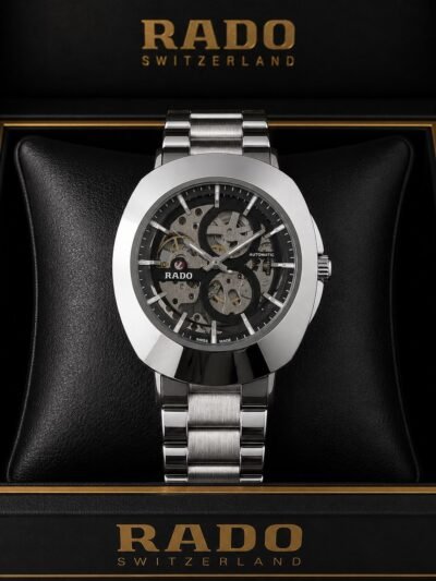 Rado DiaStar Skeleton Black Dial Silver Strap Men's Watch