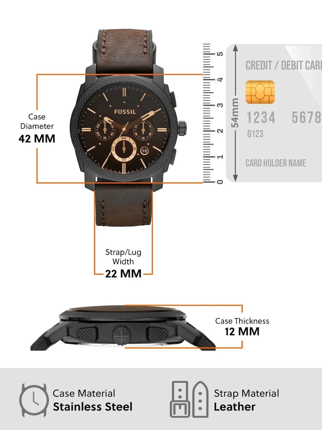 Fossil Chronograph Brown Leather Belt Men's Watch - Image 5